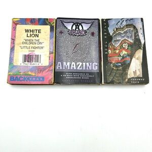 Vintage Cassette Tape Singles White Lion, Aerosmith, and Soul Asylum